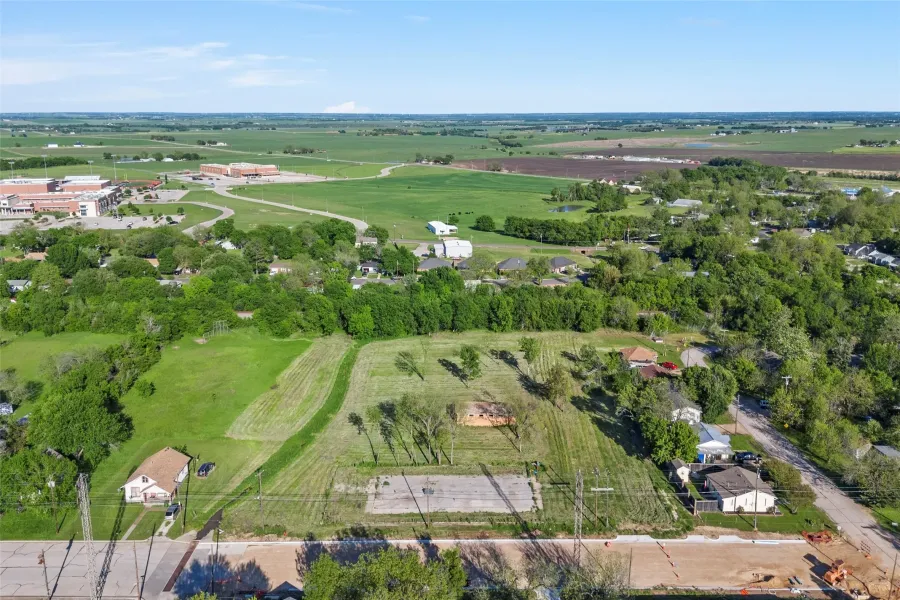 Aerial overview of property's location featuring rural landscape