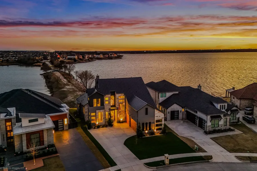 View from above of property with a large body of water