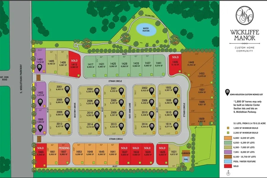 Community Lot Map. Illustrating property divisions and status within the development